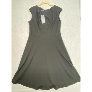 Women's Veljie Vintage Scoop Neck Casual Flare Cap Sleeve Black Swing Dress XXL